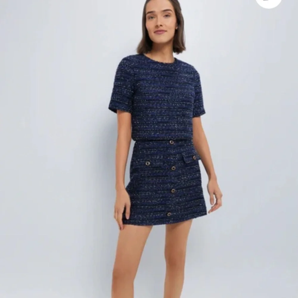 NWT HYACINTH HOUSE Navy Tweed Georgie Top Size Small - Picture 1 of 5